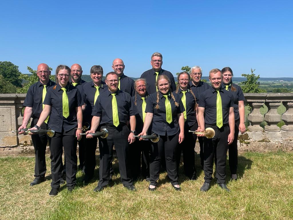 Die Bläsergruppe des Kreisjagdvereins Gelnhausen freut sich über den Sieg in Klasse A. Foto: Anja Gombel/LJV Hessen