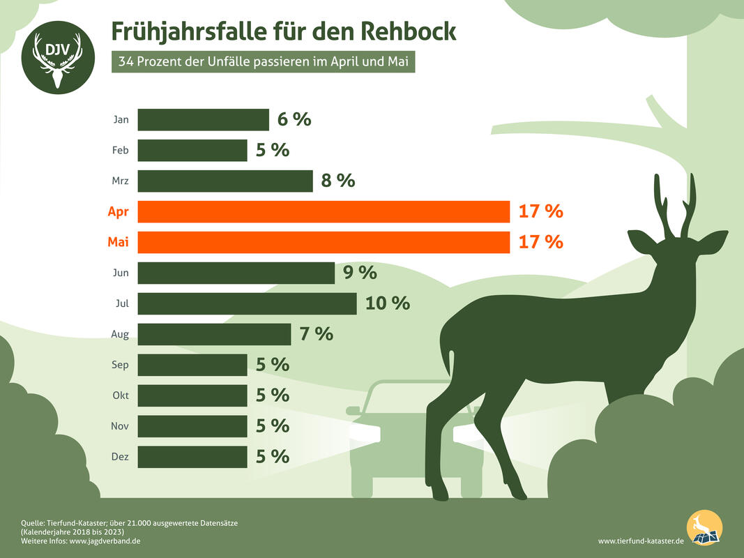 Pressegrafik: Frühjahrsfalle für den Rehbock, Quelle: DJV